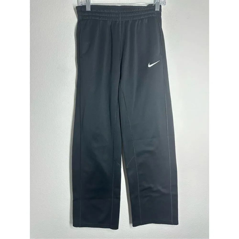 Nike Dri Fit Women’s Straight Leg Track Sweatpants Black Fleece Size S Running